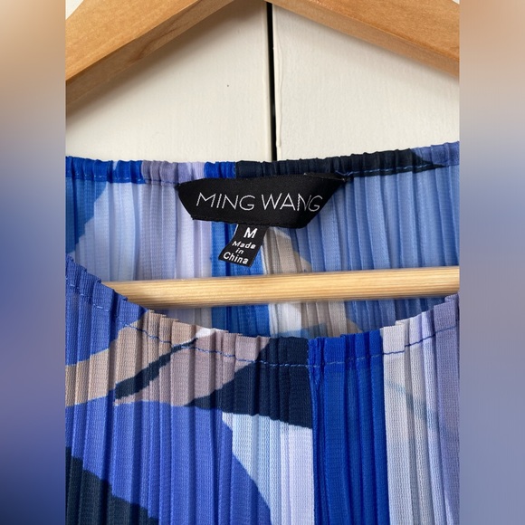 Ming Wang abstract pleated blue midi dress - Picture 7 of 13